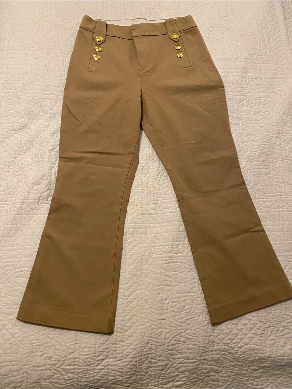 Lilly Pulitzer Tan Flared Women's Pants with Gold Buttons